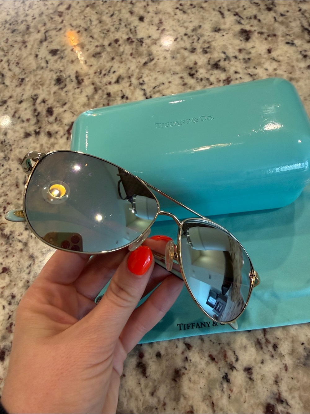Tiffany & Co. Women's Aviator Sunglasses with Tiffany Blue Case - Picture 3 of 4
